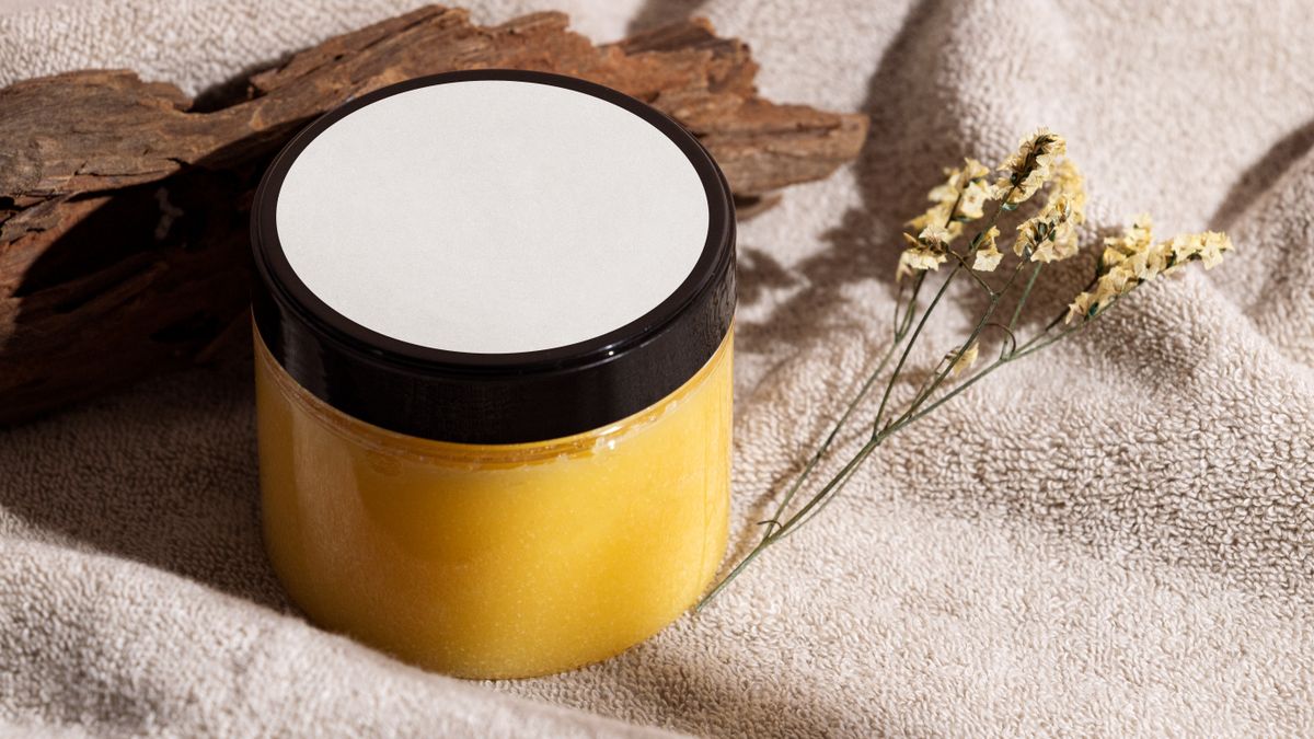 A jar of homemade whipped coconut oil body butter