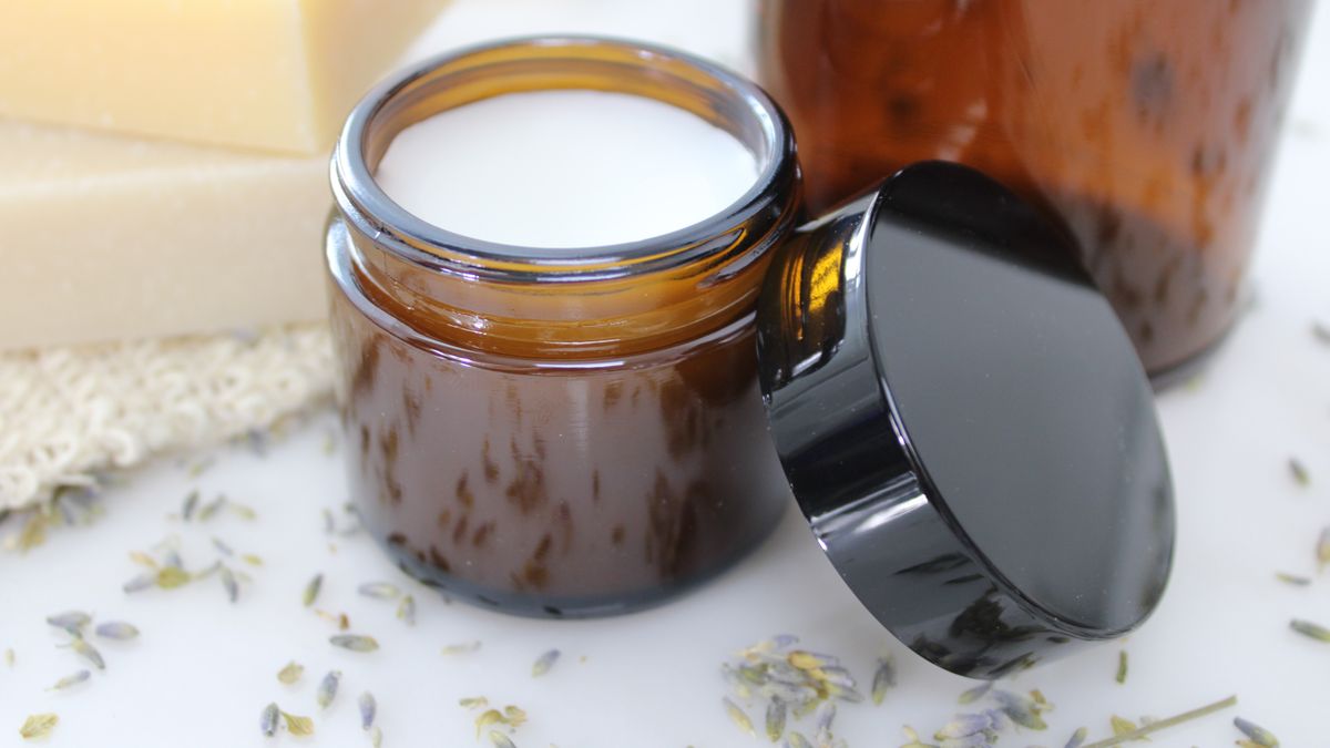 A jar of natural coconut oil vapor rub with essential oils